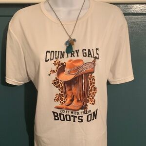 Country Gals Graphic Tee with Cowboy Design